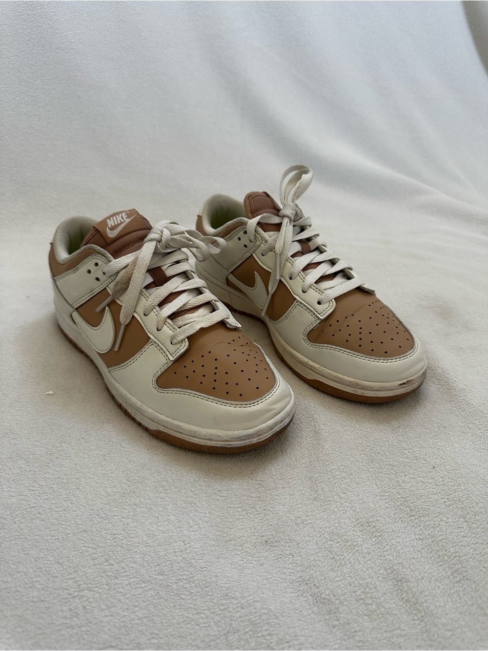 Nike Tan and White Dunks